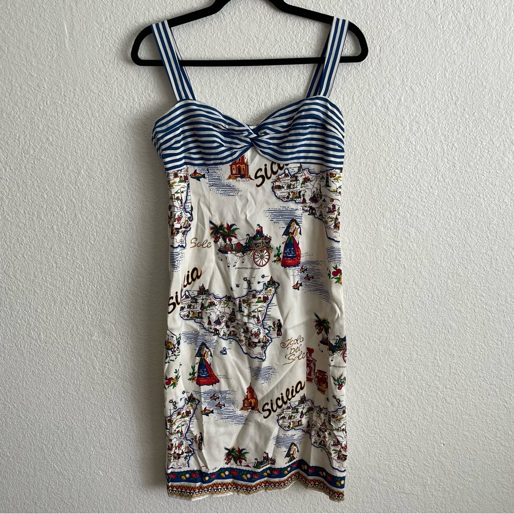 Rare Vintage Nanette Lepore Linen and Silk Italy Sicily Sicilia Italia Sundress